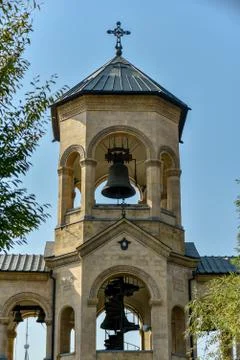 Around view of The Holy Trinity Cathedral of Tbilisi (Sameba) and buildings i Stock Photos
