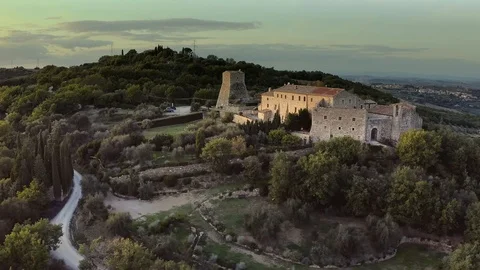Around Vignoni Town Stock Footage 124954394