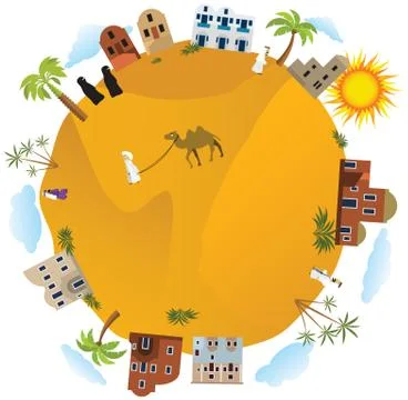 Around the world (arabia) Stock Illustration