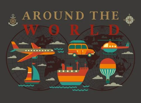 Around the world concept Stock Illustration