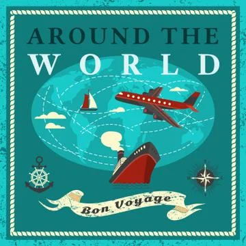 Around the world concept Illustrazione stock