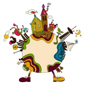 Around the world Stock Illustration