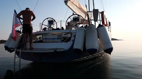 Around the yacht Stock Footage 30451022