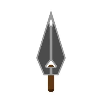 Arowhead bow flat vector shape element archery. Tribal weapon icon retro Stock Illustration