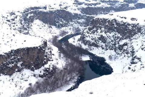Arpa River or Arpa Cayi, border river to Armenia, Anatolia, Turkey Stock Photos