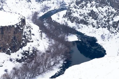 Arpa River or Arpa Cayi, border river to Armenia, Anatolia, Turkey Stock Photos