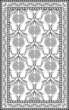 ?arpet with pomegranates. Stock Illustration