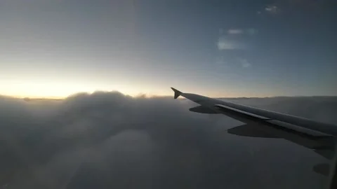 Arplane flying into clouds , fog, mist Video stock 220875178