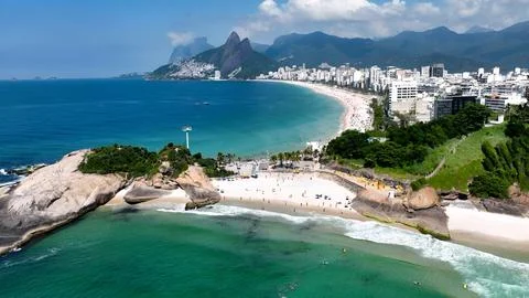 Arpoador Beach At Downtown Rio De Janeiro In Rio De Janeiro Brazil. Stock Photos