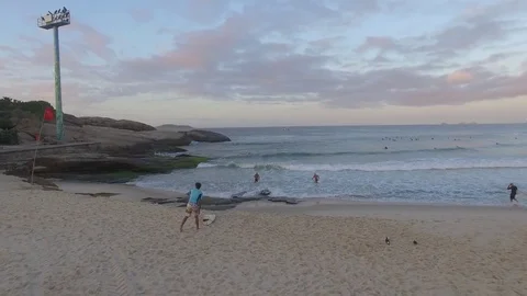 Arpoador beach Rio de Janeiro aerial view Stock-Footage 83001309