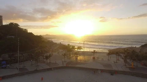 Arpoador beach Rio de Janeiro aerial view in sunrise Видео 83011655