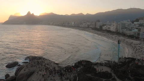 Arpoador, famous  beach in Rio de Janeiro, Brazil Stock Footage 95531343