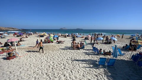 Arpoador, famous  beach in Rio de Janeiro, Brazil Stock Footage 95531698