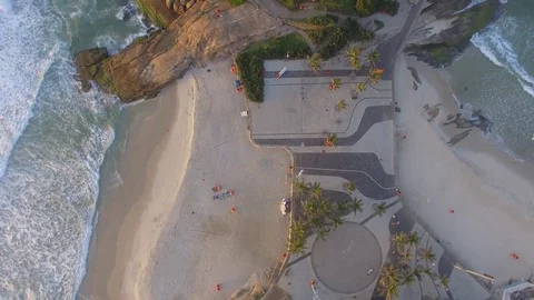 Arpoador Ipanema beach Rio de Janeiro aerial view in sunrise 스톡 동영상 83001125