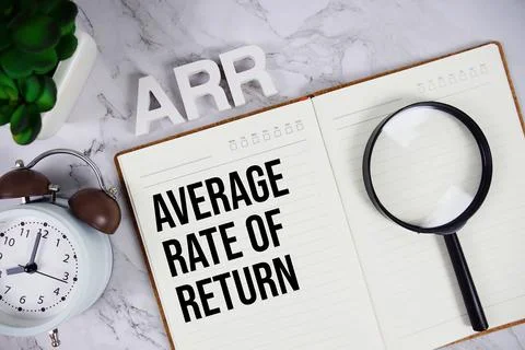ARR - Average Rate of Return acronym on notepad, Business concept background Stock Photos