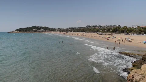 Arrabassada Beach, Tarragona, Spain Stock Footage 92294273