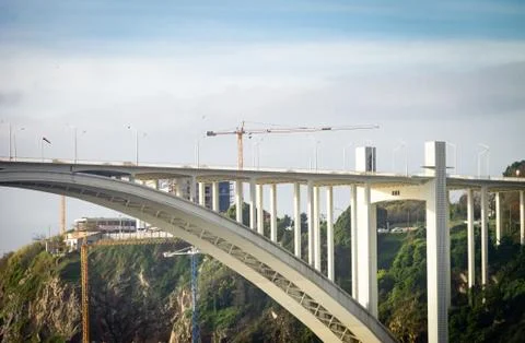 Arrabida Bridge and Construction Work Stock Photos