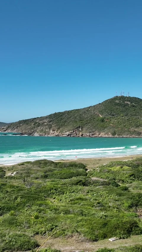 Arraial do Cabo in Rio de Janeiro. Pontal beach. Praia do Pontal, Aerial View Stock Footage 343747307