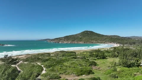 Arraial do Cabo in Rio de Janeiro. Pontal beach. Praia do Pontal, Aerial View Stock Footage 343782649