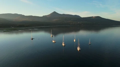 Arran Sailing Boats Sunset Stock Footage 285878472
