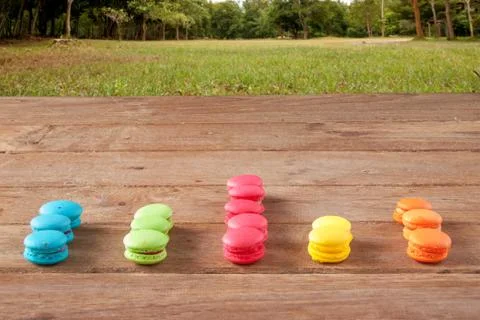 Arranged in a bar graph macaroon Stock Photos
