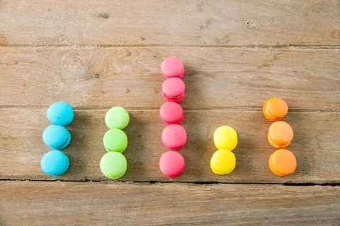 Arranged in a bar graph macaroon Stock Photos