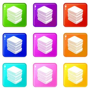Arranged clothes icons set 9 color collection Stock Illustration