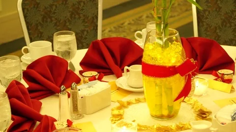 Arranged Wedding Table Stock Footage 104685876