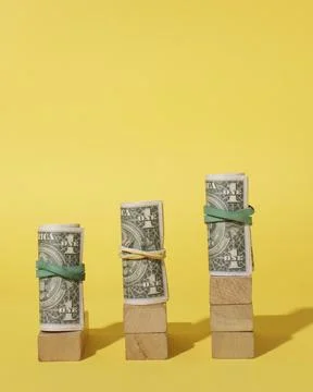 Arrangement with banknotes cubes Stock Photos