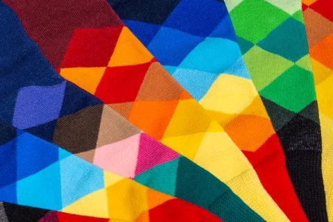 Arrangement of colorful socks with an argyle pattern Stock Photos