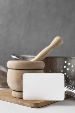 Arrangement different kitchen objects 3 Stock Photos