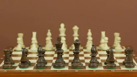 Arrangement of figures on the chessboard at the beginning of the game. Stock Footage 89712622