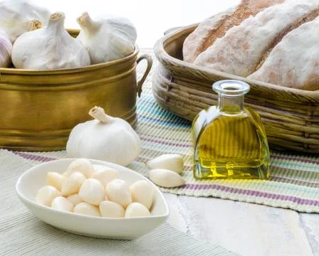 An arrangement of garlic Stock Photos
