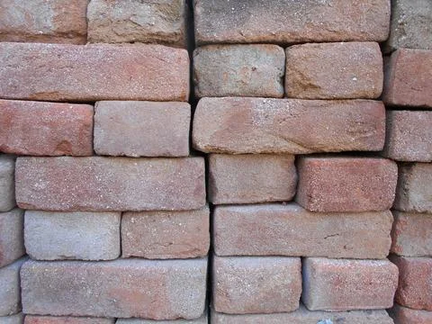 The arrangement of red bricks used to make a building Stock Photos