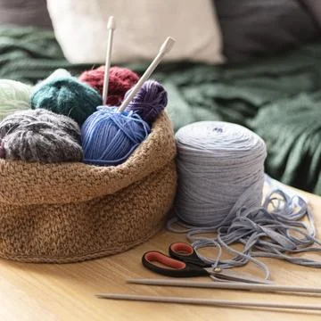 Arrangement with thread crocheting 스톡 사진