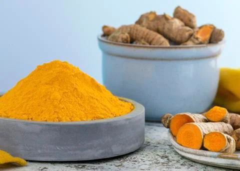 Arrangement of turmeric Stock Photos
