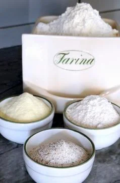 An arrangement of various types of flour Stock Photos