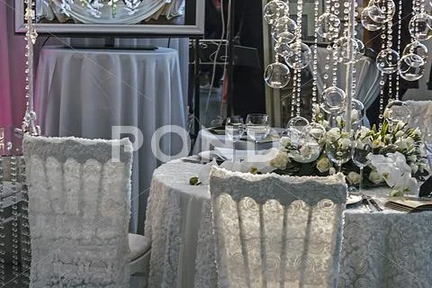 Arrangement for the wedding dinner party-10 Stock Photos