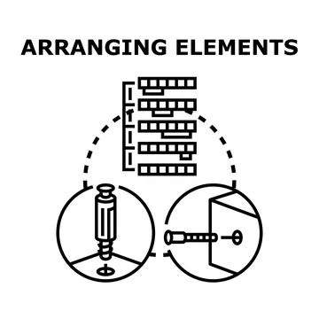 Arranging elements creating structure and assembly connections Ilustración de archivo