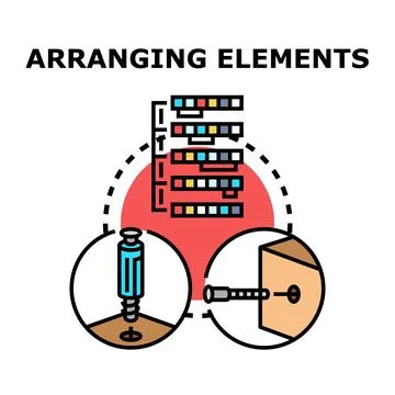 Arranging elements creating structure and assembly connections Ilustración de archivo