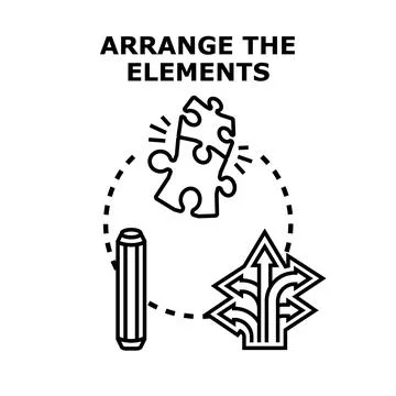 Arranging elements for problem solving and different solutions イラスト素材