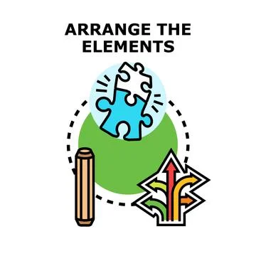 Arranging elements for problem solving and different solutions イラスト素材