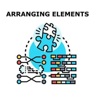 Arranging elements, processing data, and structuring information management Stockillustratie