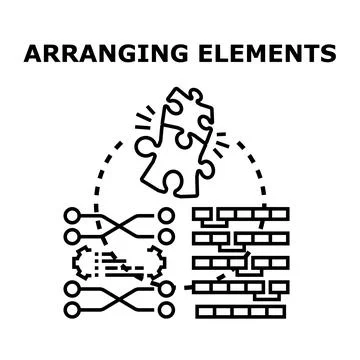 Arranging elements, processing data, and structuring information management Stock Illustration