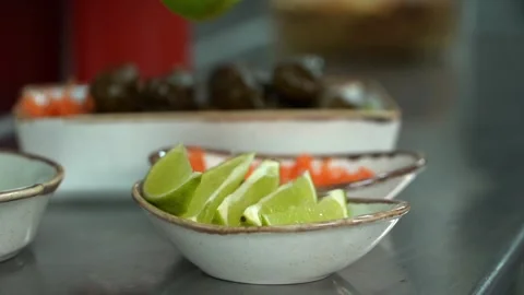 Arranging Fresh Lime Wedges Stock Footage 318310255