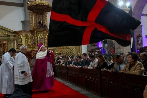 The Arrastre de Caudas, a Holy Week funeral procession, Quito, Ecuador - 27 Mar  Stock Photos