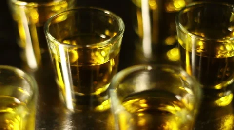 Array of alcohol shots. Stock Footage 62252577