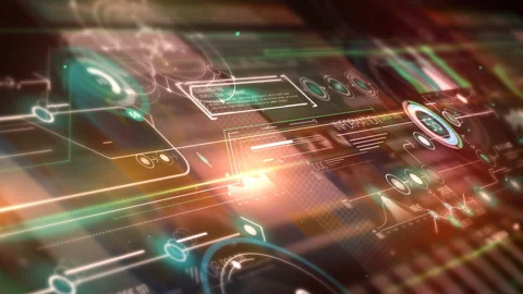 Array of animated data in 3D space 스톡 동영상 196951030