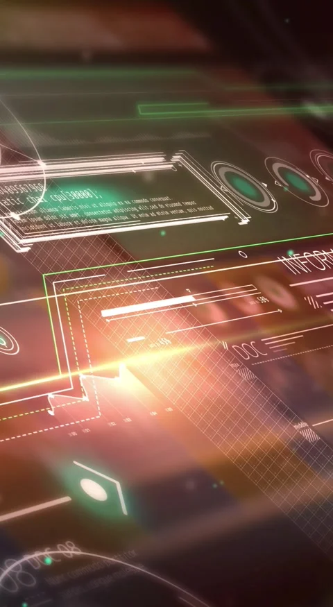 Array of animated data in 3D space Stock Footage 247532889