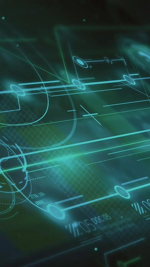 Array of animated data in virtual 3D space Stock Footage 251431154